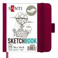 Скетчбук 100/110 120х120мм тв.обкл. PU, сливовий №743361/Santi/(20)