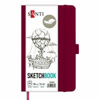 Скетчбук 80/110 130х210мм тв.обкл. PU, сливовий №743363/Santi/(10)