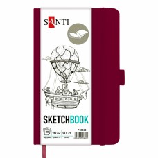 Скетчбук 80/110 130х210мм тв.обкл. PU, сливовий №743363/Santi/(10)