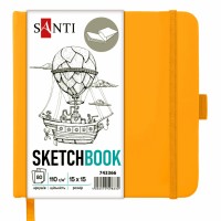 Скетчбук 80/110 150х150мм тв.обкл. PU, жовтий №743366/Santi/(16)