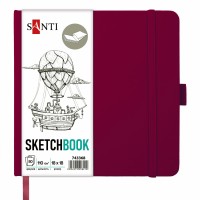 Скетчбук 80/110 180х180мм тв.обкл. PU, сливовий №743368/Santi/(20)