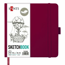 Скетчбук 80/110 180х180мм тв.обкл. PU, сливовий №743368/Santi/(20)