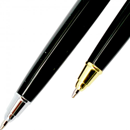 Ручка авт. з повор. кульк. метал. "Baixin" синя №BP861(7,2) золото/срібло+чорна(12)