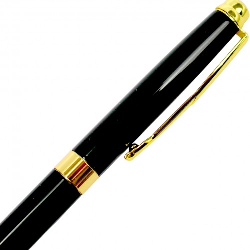 Ручка авт. з повор. кульк. метал. "Baixin" синя №BP861(7,2) золото/срібло+чорна(12)