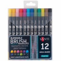 Набір маркерів двостор."Santi" (12кол) Brush Marker №391055 акварельні (12)(72)