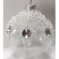 Ялинкова куля скло 8 см з орнаментом зимових візерунків (6) (96) 118-C15 /Bonadi/ 