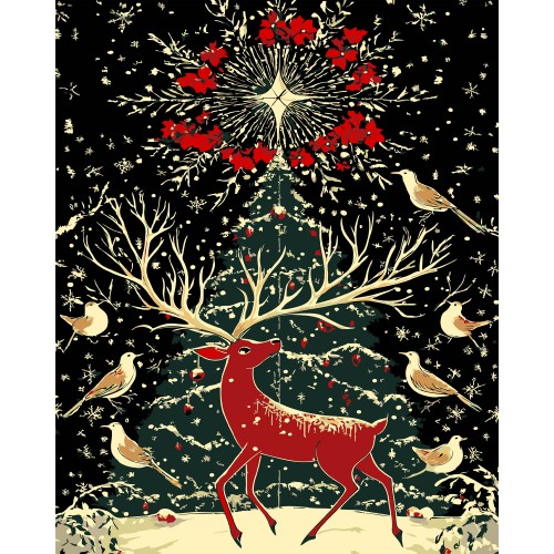 Картини по номерах "Фантастичний олень" 40х50см на чорному фоні №AH1241/Strateg/