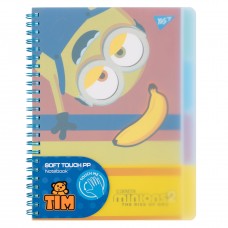 Блокнот А5 80арк. кліт. пласт. обкл.,софт-тач Minions №765739/Yes/(40)