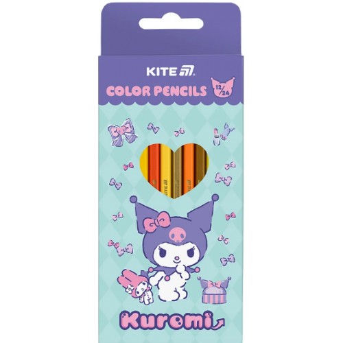 Олівці кольор. 24 кольор./12шт "Kite" №HK25-054-2 Hello Kitty двостор.(12)(240)