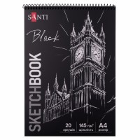 Скетчбук пруж. 20/145 А4 тв.обкл. чорний блок 743241/Santi/(10) Скетчбук пруж. 20/145 А4 тв.обкл. чорний блок 743241/Santi/(10)