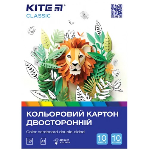 Картон кольор. А5 двостор.10арк./ 10кольор. Classic K-289/Kite/