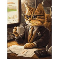 Картини по номерах акрил. Кіт-бізнесмен 30х40см KHO6682/Ідейка/