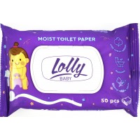 Туалетний папір дит. Lolly Baby вологий, з екстрактом бавовни (50шт) 1228