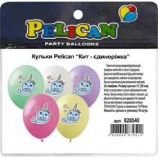 Набір кульок повітр. Кит- єдиноріжка 12/30см 10шт 828540/Pelican/(1)(10)