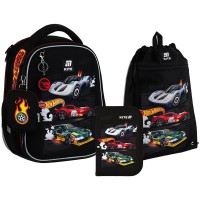 Набір: рюкзак 2від.,2карм.+пенал+сумка для взуття "Kite" Hot Wheels №SET_HW25-555S(4)