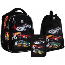 Набір: рюкзак 2від.,2карм.+пенал+сумка для взуття "Kite" Hot Wheels №SET_HW25-555S(4)