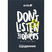 Щоденник шк. A5 "Kite" №K25-262-7 Don't listen тв.обкл.(20)