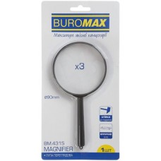 Лупа "Buromax" №BM.4315 пласт.,чорна(12)