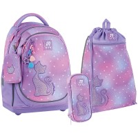 Набір: рюкзак+пенал+сумка для взуття "Kite" Catsline №SET_K25-724S-2