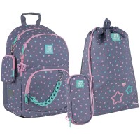 Набір: рюкзак 2від.,2карм.+пенал+сумка для взуття "Kite" Kawaii Star №SET_K25-585M-2