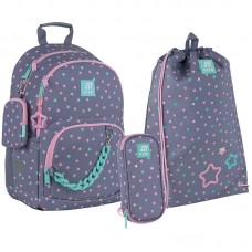Набір: рюкзак 2від.,2карм.+пенал+сумка для взуття "Kite" Kawaii Star №SET_K25-585M-2