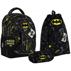Набір: рюкзак 2від.,2карм.+пенал+сумка для взуття "Kite" BDC Batman №SET_DC25-700M