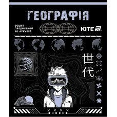 Зошит 48арк. кліт. "Kite" Предметка-Географія софт тач+УФ,Cyber №K25-240-25(20)(320)