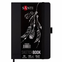 Скетчбук 56/145 15х21см для графіки,чорний,PU №743244/Santi/