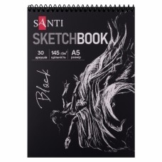 Скетчбук 30/145 А5 для графіки пруж.,чорний №743242/Santi/