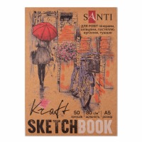 Скетчбук 50/80 А5 для графіки, крафт №743247/Santi/