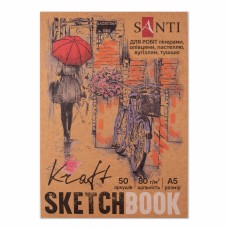 Скетчбук 50/80 А5 для графіки, крафт №743247/Santi/