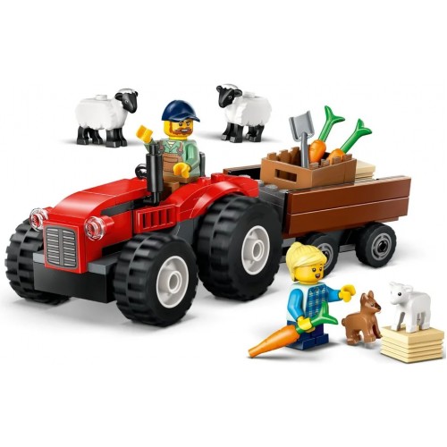 Конструктор "LEGO" Червоний фермерський трактор із причепом і вівцями №60461