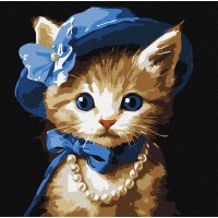Картини по номерах акрил. "Котик в капелюсі" 30х30см №KHO6739/Ідейка/