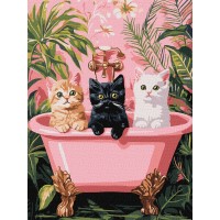 Картини по номерах акрил. "Коти у ванній" 30х40см №KHO6726/Ідейка/