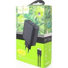 Зарядний пристрій Hoco №CS27A швидка зарядка 3USB+Type-C 67W black