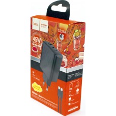 Зарядний пристрій Hoco №CS26A швидка зарядка 2USB+Type-C 45W black