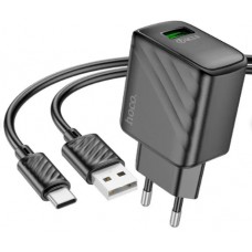 Зарядний пристрій Hoco №CS21A швидка зарядка USB+Type-C 18W black