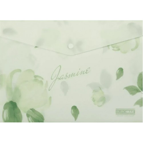 Папка-конверт "Buromax" №BM.3943-38 А4 Arabeski на кнопці,матов. напівпрозор.,м'ятна(12)