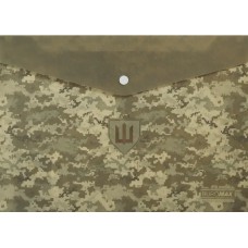 Папка-конверт "Buromax" №BM.3943-04 A4 Military на кнопці,матов. напівпрозор.,зелена(12)
