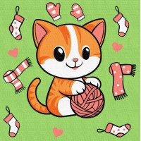 Картини по номерах акрил. для дітей "Котик і клубочок №1" 25х25см №KHO1233/Ідейка/