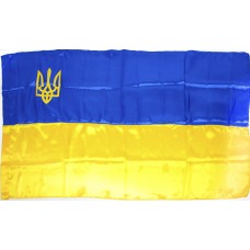 Прапор Україна з тризубом атлас 140х90см №782013(1)(10)