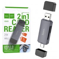 Cardreader Hoco HB45 2в1 USB/Type-C grey