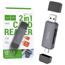Cardreader Hoco HB45 2в1 USB/Type-C grey