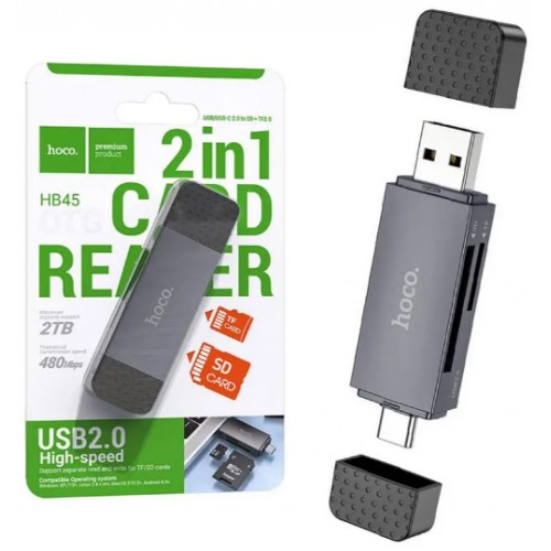 Cardreader Hoco HB45 2в1 USB/Type-C grey
