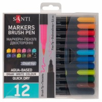 Набір маркерів "Santi" (12кол) Brush Pen №390998 акварельні
