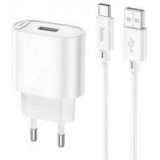 Зарядний пристрій Hoco №C109A USB+Type-C white