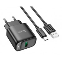 Зарядний пристрій Hoco №C140A швидка зарядка 1USB+Type-C 18w black
