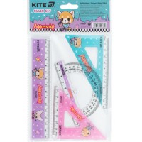 Набір геометричний "Kite" №AR25-282 Aggretsuko (лінійка 15см,2 косинця,транспортир)