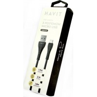 Кабель USB > microUSB Havit HV-CB640C 2.1A 1.8м black
