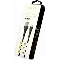 Кабель USB > microUSB Havit HV-CB640C 2.1A 1.8м black